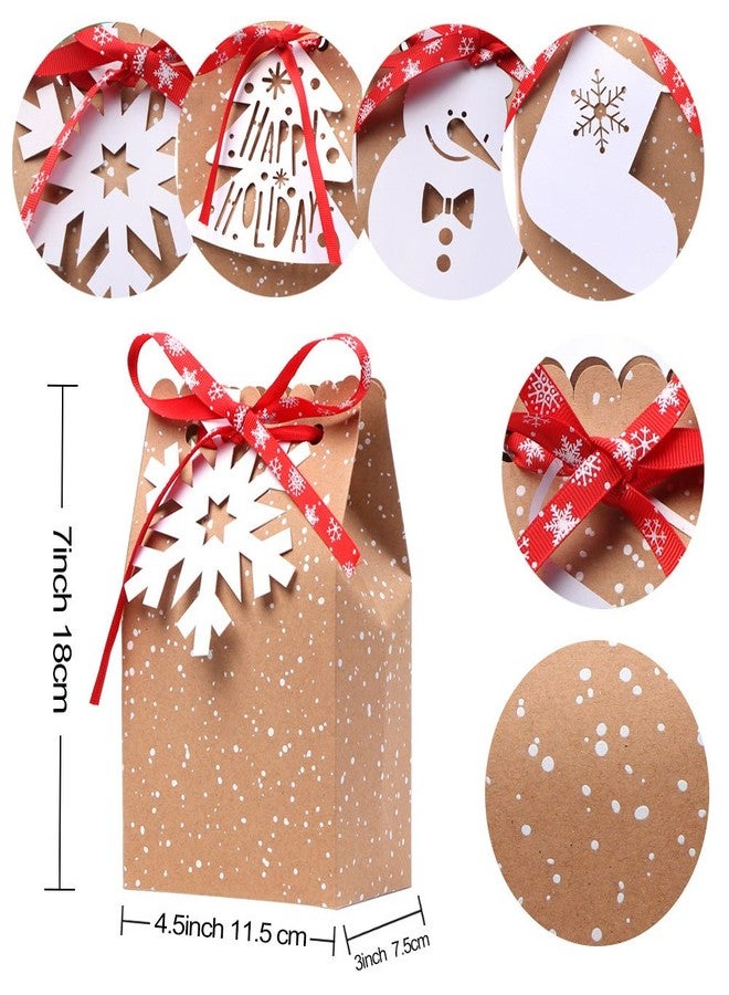OurWarm 24-Piece Kraft Paper Gift Bags Assortment with Holiday Tags for Christmas Party Favors, 5 x 3 x 7 Inches - Image 2